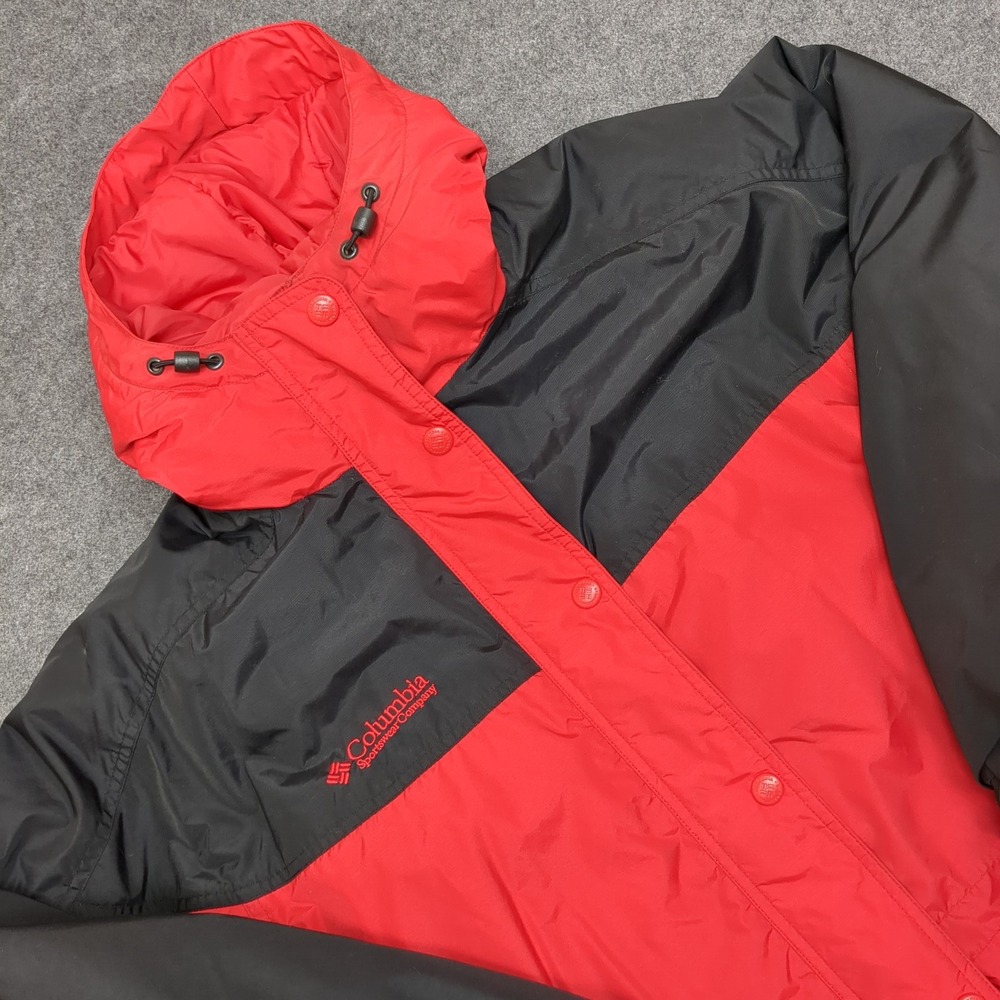 Columbia Sportswear Company Women's Red Black Hooded Winter Jacket Size Medium